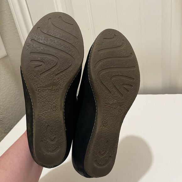 Dansko Womens Liliana Clog Size 38 7.5 Black Nubuck Low Wedge Slip On Work Shoe - Picture 8 of 10